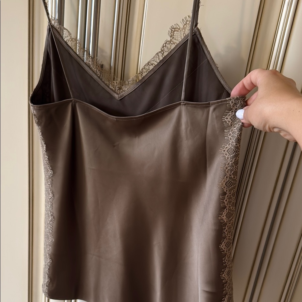 Club Monaco Brown Lace Trim Cami Top - Picture 4 of 5